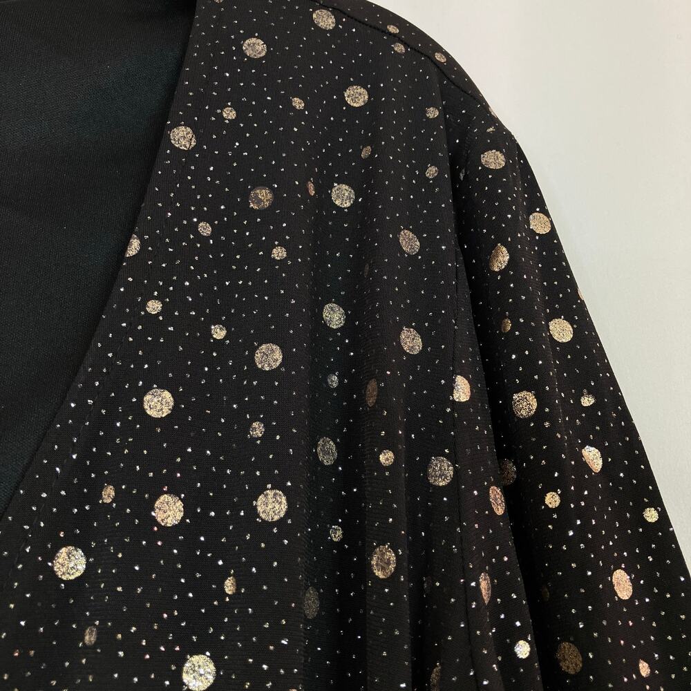 Robbie Bee | Black Gold Metallic Dot Layered Ruffle Dress NWT Womens XL - Picture 3 of 11